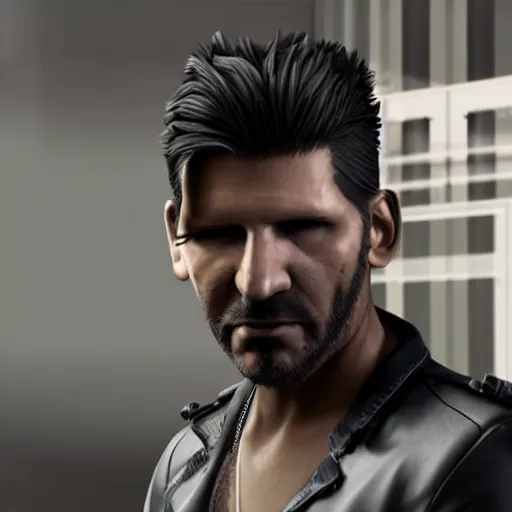 Image similar to adam jensen working for glovo, hyperrealistic