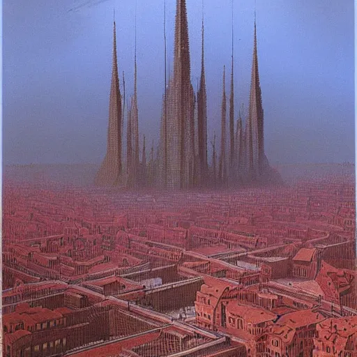 Image similar to wroclaw in the future made by zdzislaw beksinski
