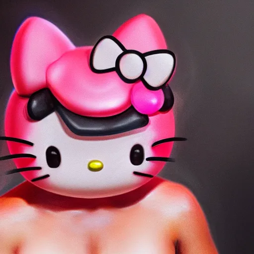 Image similar to Muscular Hello Kitty potrait, Photorealistic, hyperdetalied, 8K, HD, ArtStation,