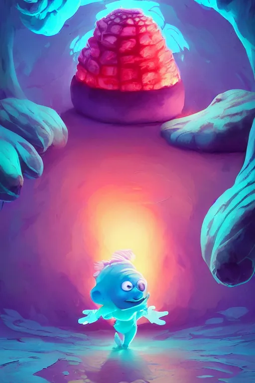 Image similar to smurf ghost creature animal sushi cristal very big eye roots cactus elemental flush of force nature micro world fluo fishscale, behance hd by jesper ejsing, by rhads, makoto shinkai and lois van baarle, ilya kuvshinov, rossdraws radiating a glowing aura global illumination ray tracing hdr