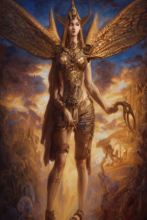 Prompt: Mystical Valkyrie, Portrait of a beautiful female Reptilian Anubis warrior, Regal, Realistic, Refined, Detailed Digital Art, Josephine wall, Oil Painting, William-Adolphe Bouguereau, Art Frahm, Esao Andrews, Steampunk, Walt Disney (1937), Highly Detailed, Cinematic Lighting, Unreal Engine, 8k, HD