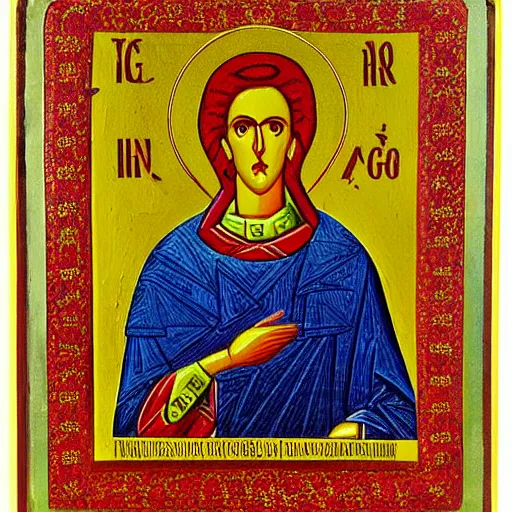 Image similar to A Byzantine icon of Margaret Thatcher, highly detailed, beautiful, colorful, British museum