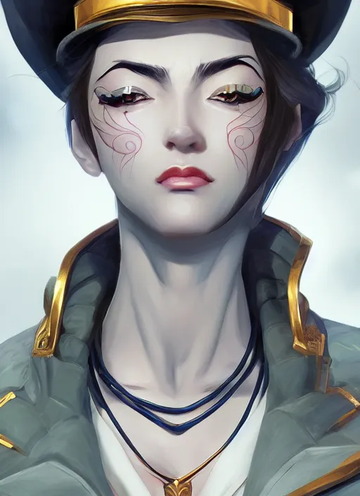 Prompt: a highly detailed illustration of beautiful girl cosplaying jotaro kujo, hyperdetailed perfect face, dramatic pose, intricate, elegant, highly detailed, centered, digital painting, artstation, concept art, smooth, sharp focus, league of legends concept art, wlop.