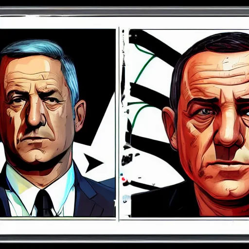 Prompt: portrait of (((((Benny Gantz Defense Minister of Israel)))))!!!!! as a GTA v character. GTA v loading screen illustration by martin ansin, matt bors