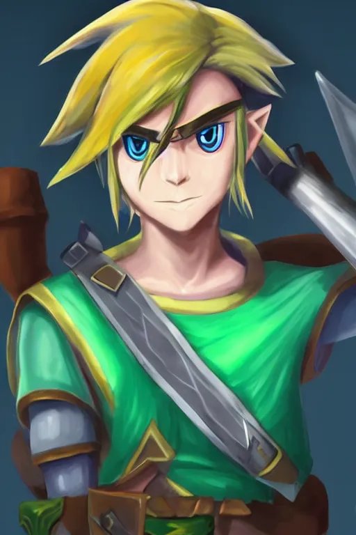 Image similar to an in game portrait of link from pokemon legends : arceus, pokemon legends : arceus art style.