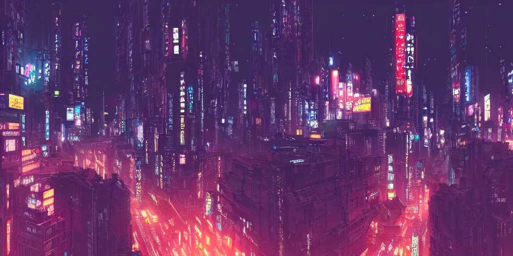 Prompt: City night view of tokyo, cinematic, highly detailed, matte painting, trending on Artstation, Cyberpunk, 8k, by Makoto Shinkai and syd mead and simon stålenhag