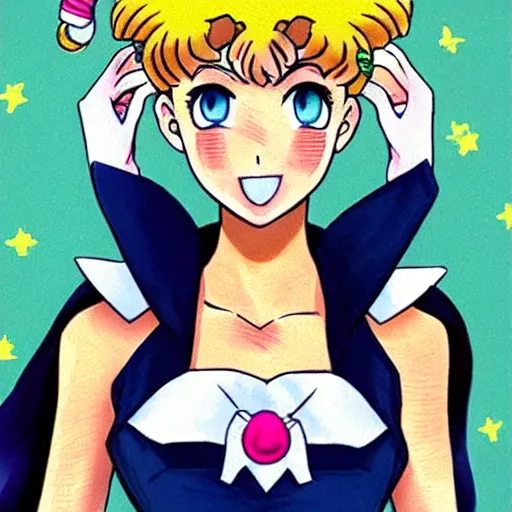 Image similar to a portrait of sailor moon as a human