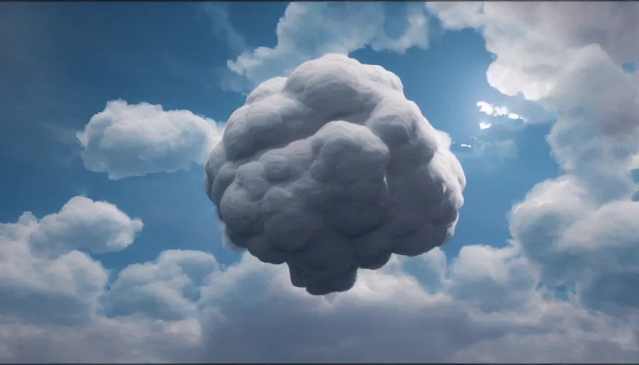 Prompt: Volumetric Puffy Cloud, Photorealistic Rendering, Octane, Redshift, Volumetric Light, Subsurface Scattering, 4k, Hyperrealistic, Hyperdetailed, Smooth Gradients, Particle Simulation