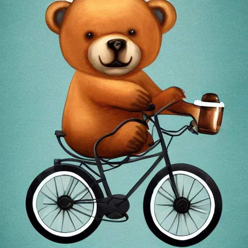 Prompt: a bear riding a bicycle and smoking cigars, digital art, artstation, 4 k