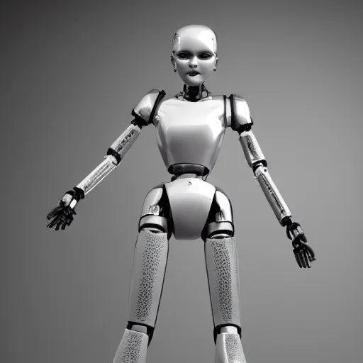 Image similar to womanized humanoid robot made of steel, close up, unreal engine, ray tracing, 8 k, uhd, ultrarealistic, highly detailed