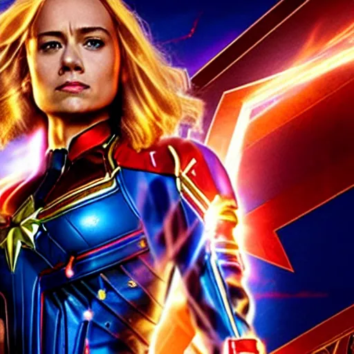 Image similar to film still of Scarlett Johansson as Captain Marvel in Captain Marvel