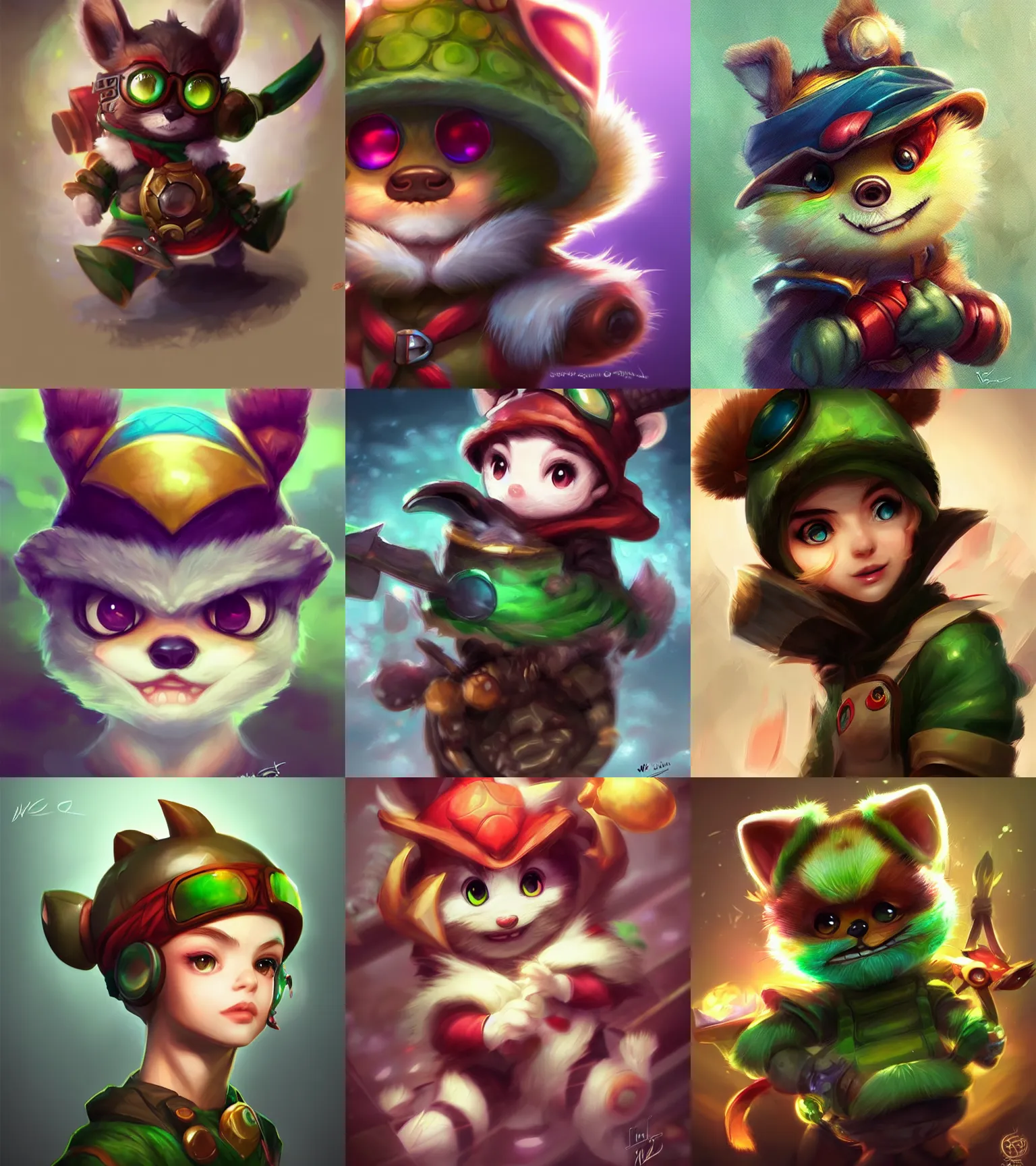 Prompt: portrait Teemo from League of Legends, digital art by WLOP and Artgerm