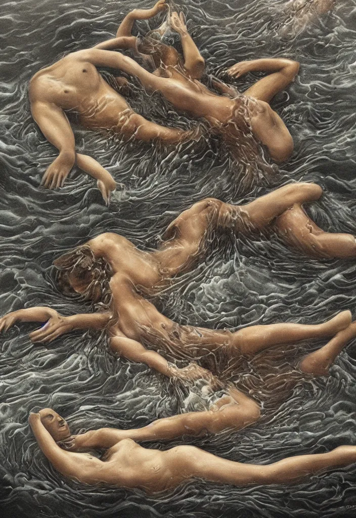 Image similar to highly detailed surrealist art about drowning slowly