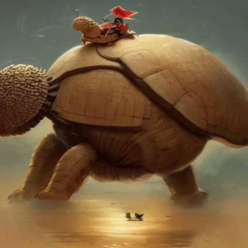 Image similar to yanonami riding a glyptodon, greg rutkowski, fantasy, intricate, elegant, highly detailed, digital painting, artstation, full body, concept art, long shot, cinematic lighting