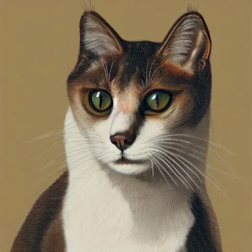 Prompt: a formal portrait of a lynxpoint cat in the style of DaVinci