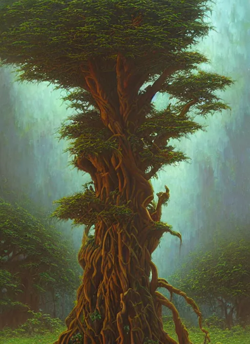 Prompt: ayahuma tree, art by christophe vacher