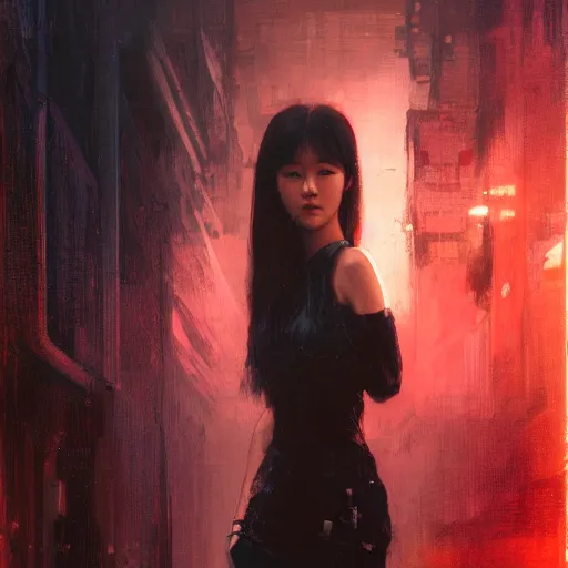 Image similar to kim jisoo, blackpink, hyperrealistic portrait, bladerunner street, art of elysium by jeremy mann and alphonse mucha, fantasy art, photo realistic, dynamic lighting, artstation, poster, volumetric lighting, very detailed face, 4 k, award winning