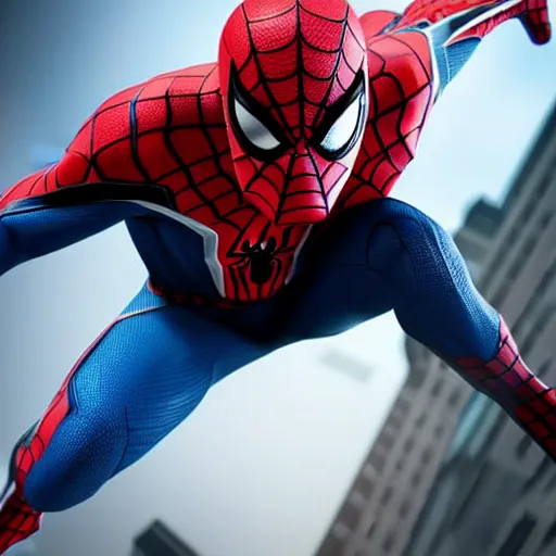 Image similar to still photo of spider - man, highly detailed, photorealistic portrait, bright studio setting, studio lighting, crisp quality and light reflections, unreal engine 5 quality render