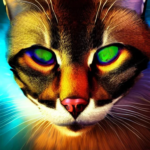 Image similar to Photorealistic warrior cat. Hyperdetailed photorealism, 108 megapixels, amazing depth, glowing rich colors, powerful imagery, psychedelic Overtones, 3D finalrender, 3d shading, cinematic lighting, artstation concept art