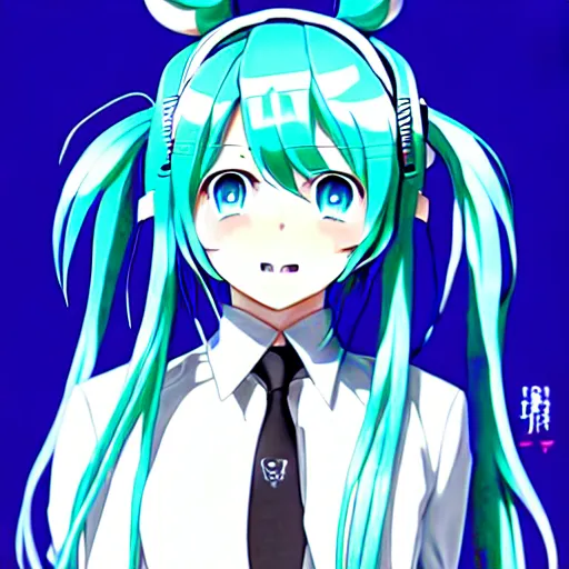 Image similar to hatsune miku v 4 in full growth, anime art, by ixima
