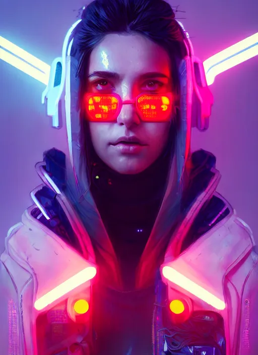 Prompt: portrait of brin, cyberpunk woman with cool techwear clothing, intricate, harsh neon lights, highly detailed, digital painting, artstation, concept art, smooth, sharp focus, illustration, art by wlop, mars ravelo and greg rutkowski