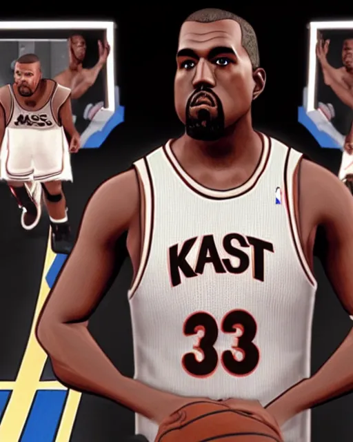 Image similar to kanye west bobblehead mode in nba 2 k 3