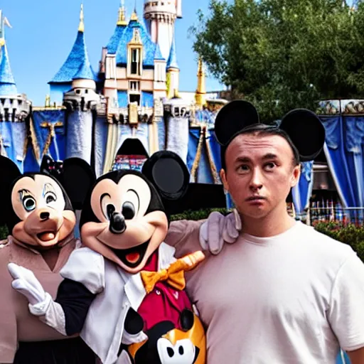 Image similar to photo of a very unhappy family at disneyland