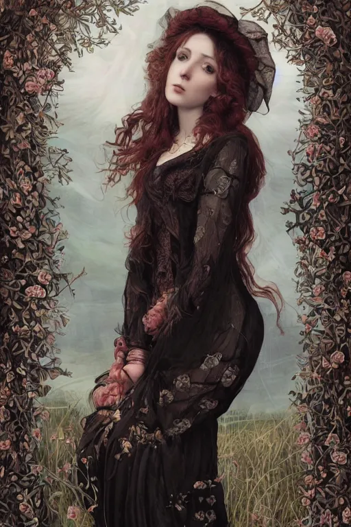 Image similar to An extremely beautiful pre-raphaelite portrait of a very beautiful and cute witch, surreal, ultradetailed, intricate, elegant, digital art painting, concept art, smooth, sharp focus, poster art, art cover illustration, regal, award winning picture, extremely detailed masterpiece, sense of awe, featured on artstation, Artgerm, effervescent punk kawaii-noir pastel bubbles, winning award piece, ethereal rainbows, Aetherpunk, low-key neon lightning, stormy weather, Exquisite details, 8K detail post-processing, matte, oil painting