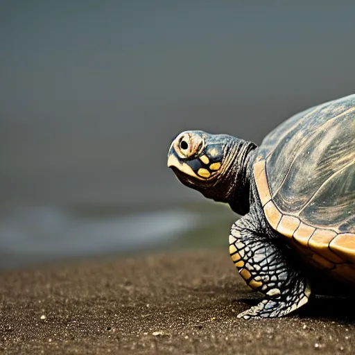 Prompt: Winston Churchill astonished at discovering the first turtle ever in Galapagos, XF IQ4, f/1.4, ISO 200, 1/160s, 8K, RAW, unedited, symmetrical balance, in-frame