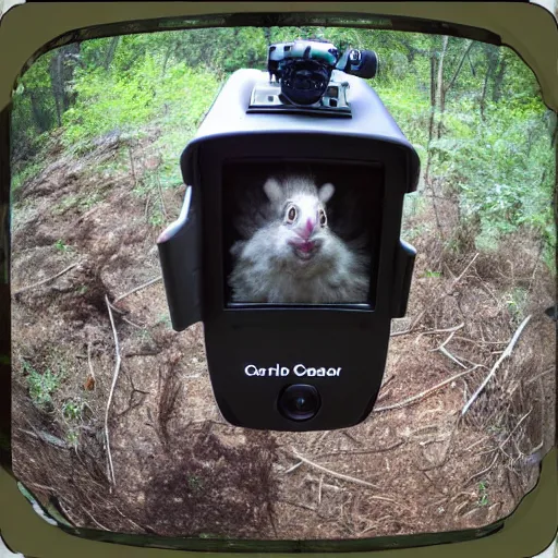 Image similar to carl wheezer throwing it back on trailcam