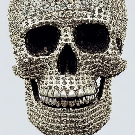 Image similar to skull covered with diamonds, highly detailed