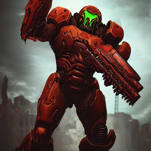 Image similar to doom slayer from doom eternal, photography