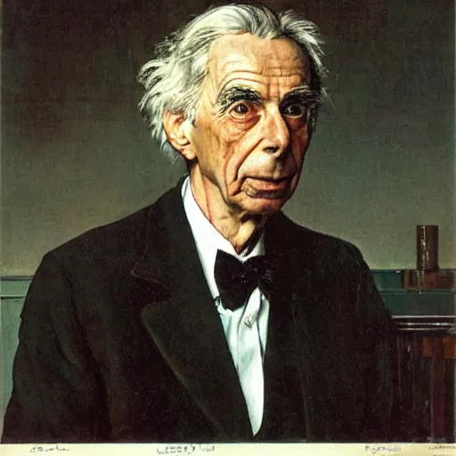 Prompt: portrait of bertrand russell, by norman rockwell