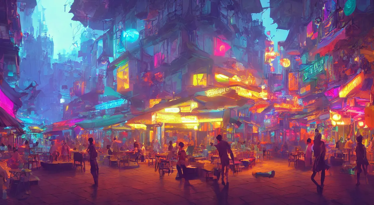 Image similar to bazaar zouk oriantal multicolorful sky shine place mosquet painting stylized digital video game icon global illumination ray tracing 8 k hd resolution, by ilya kuvshinov and cushart krentz and gilleard james