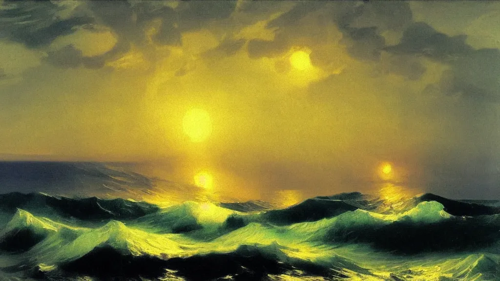 Image similar to high exposure ocean waves at night by ivan aivazovsky, by joaquin sorolla, 4 k resolution