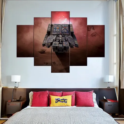 Prompt: ancient Egyptian x-wing tie fighter wall painting