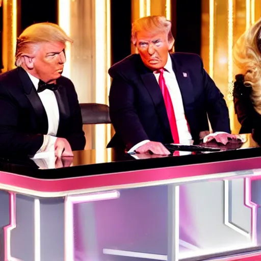 Image similar to donald trump as a guest judge on ru paul's drag race