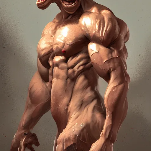 Image similar to rat, body builder body, hyper detailed, digital art, trending in artstation, cinematic lighting, studio quality, smooth render, unreal engine 5 rendered, octane rendered, art style by klimt and nixeu and ian sprigger and wlop and krenz cushart