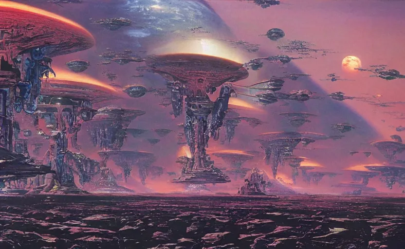 Prompt: detailed photorealistic alien empire by bruce pennington