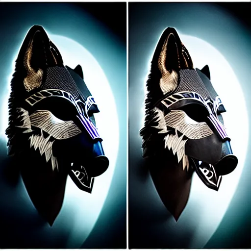 Image similar to mask of wolf - shaman, studio photo, lighting