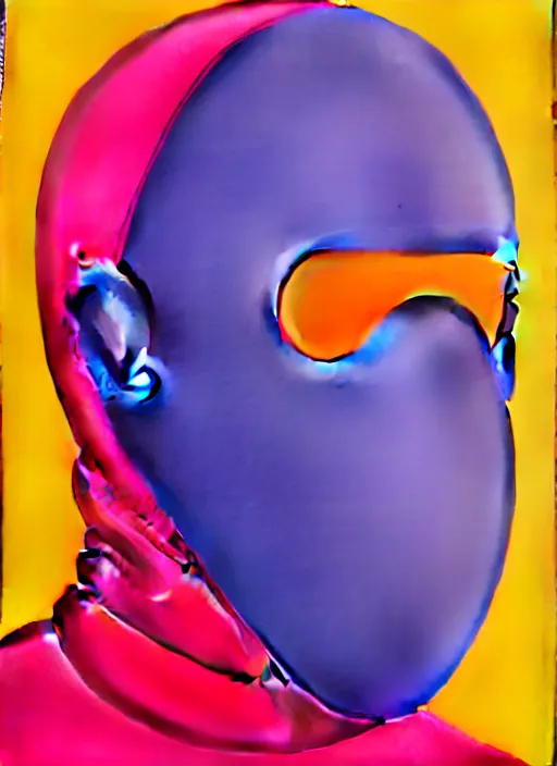 Image similar to person wearing a balaclava by shusei nagaoka, kaws, david rudnick, airbrush on canvas, pastell colours, cell shaded, 8 k