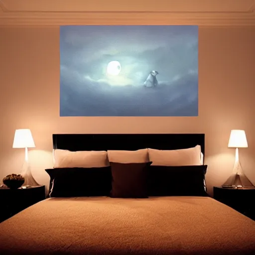 Image similar to ominous bedsheet ghost floating above the ocean late at night, moonlight reflections, oil painting, brush strokes, gloomy misty atmosphere, symmetrical, full body image, highly ornate intricate details,