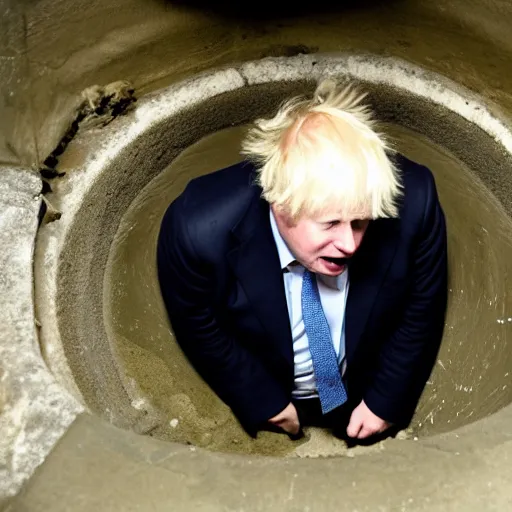 Image similar to photo of boris johnson lost in the sewers