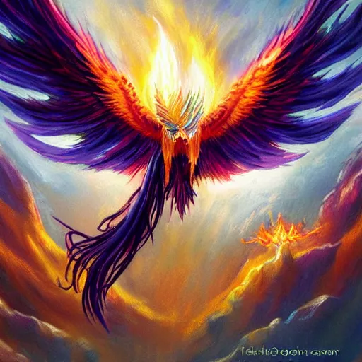 Image similar to fantasy art phoenix rising from ashes