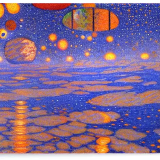 Prompt: Liminal space in outer space by Theo van Rysselberghe