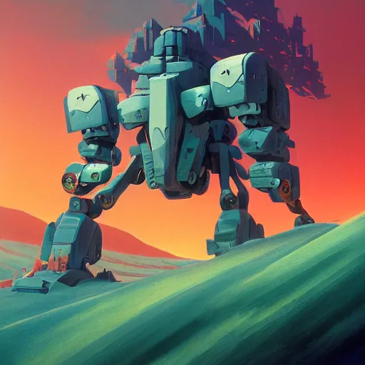Prompt: Magnificent mecha-horse hybrid by Roger Dean, by Dean Ellis, by Anton Fadeev, magical realism, mecha, horse, oil on canvas, soft render, octane