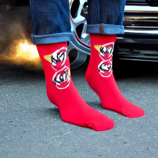 Image similar to flash mcqueen wearing socks