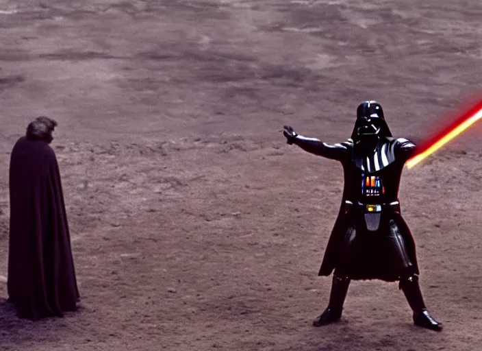 Image similar to film still of Darth Vader as Maximus in the arena with his arms up in Gladiator 2000, 4k