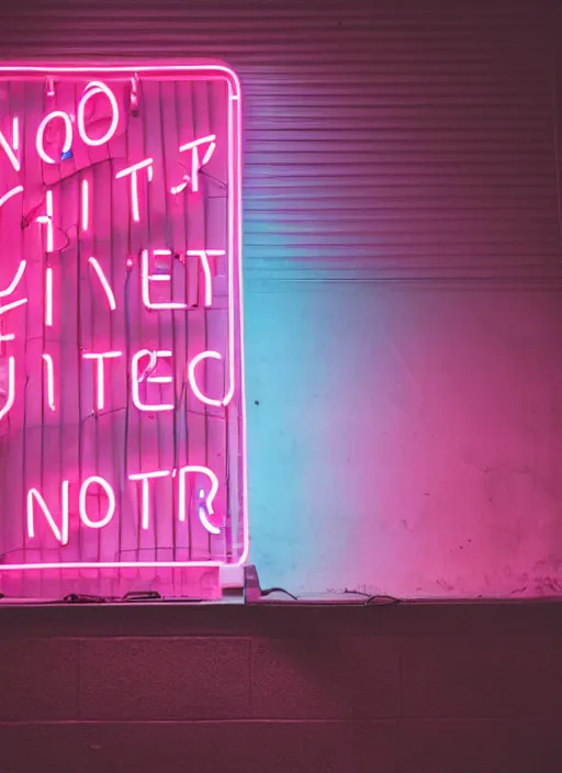 Image similar to a no vacancy neon sign on the side of a building, cyberpunk art by elsa bleda, unsplash, postminimalism, glowing neon, neon, retrowave