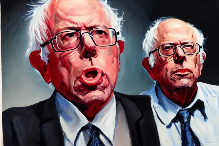 Prompt: Bernie Sanders as rapper, oil on canvas, artstation, portrait, masterpiece, aesthetic